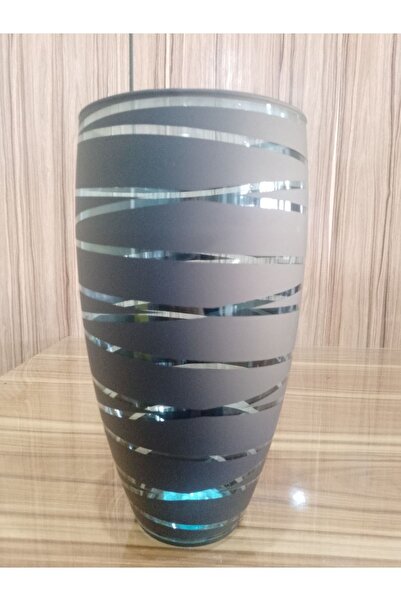 Candle Vase Sticlă modernă de lux - negru mat, vază cu model de canale de apă...