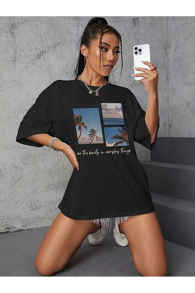 VASK Unisex ΤΟΠΟΓΡΑΦΙΚΟ εμπριμέ μπλουζάκι Oversize