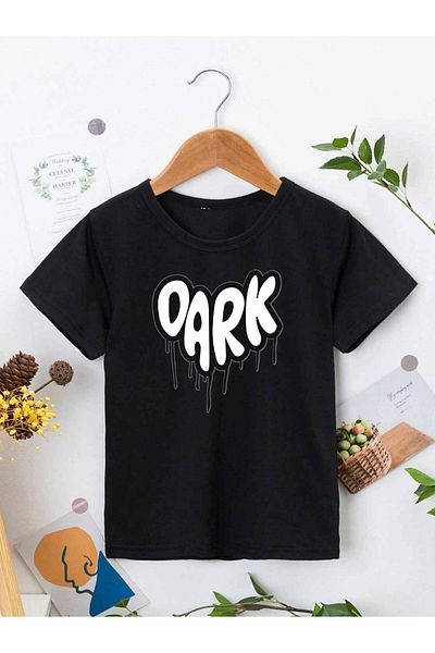 VASK Comfortable Cotton Printed Black Children's T-shirt
