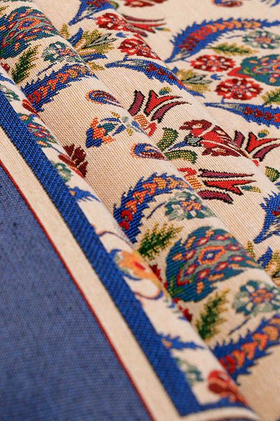 Bursa İpek Tulip Patterned Flower Pot Mosaic Tapestry - Prayer Rug