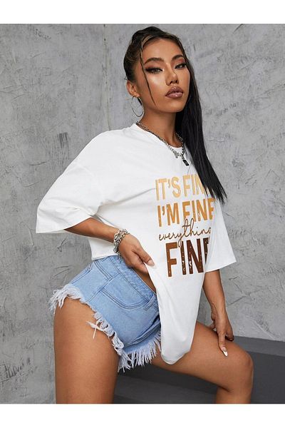 VASK Unisex I'M FINE Μπλουζάκι με στάμπα Oversize