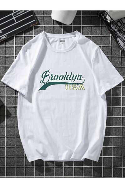 VASK Υπερμεγέθη Unisex Brooklyn βαμβακερό μπλουζάκι με λαιμόκοψη