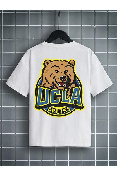 VASK Unisex Άνετο Παιδικό μπλουζάκι από βαμβακερό εμπριμέ λευκό
