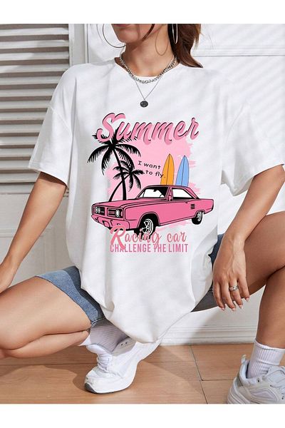 VASK Unisex SUMMER εμπριμέ μπλουζάκι Oversize