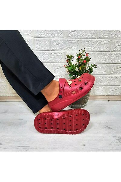 Sonimix 12901 Model Burgundy Stone Thick Soled Slippers