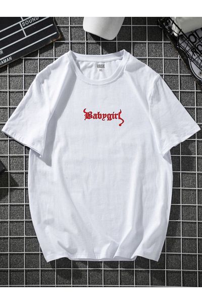 MODADEER Unisex Babygirl Oversize Tshirt - Red Writing