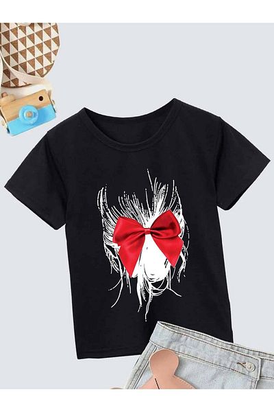 VASK Unisex Comfortable Cotton Printed Black Children's T-shirt