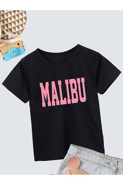 VASK Tricou negru pentru copii, unisex, confortabil, din bumbac, imprimat
