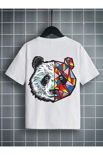 VASK Unisex Άνετο Παιδικό μπλουζάκι από βαμβακερό εμπριμέ λευκό
