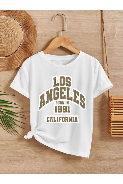 VASK Unisex Comfortable Cotton Printed White Children's T-shirt
