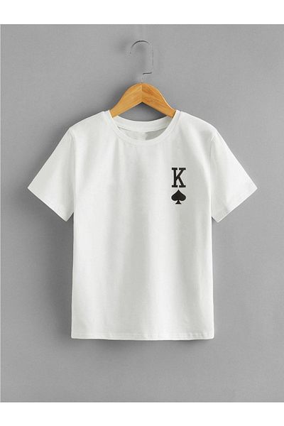 VASK Tricou pentru copii unisex, din bumbac, cu potrivire confortabilă, imprimat cu cărți de joc