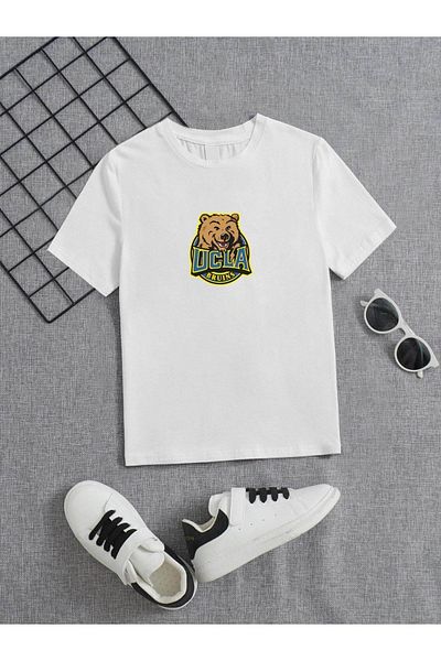 VASK Unisex Comfortable Cotton Printed White Children's T-shirt