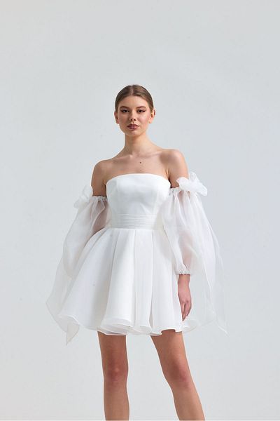 Tangül&Ali'S Moda Evi Dalya White Strapless Mini Dress