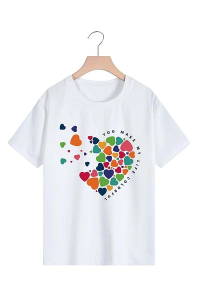 VASK Μπλουζάκι Unisex MINIATURE HEARTS με στάμπα Oversize