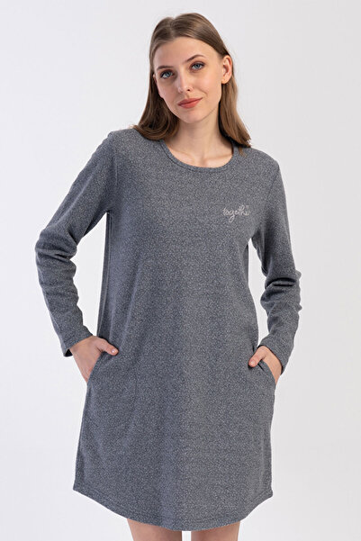 VİENETTA Cămașă de noapte jacquard interlock cu mânecă lungă pentru femei - 4...