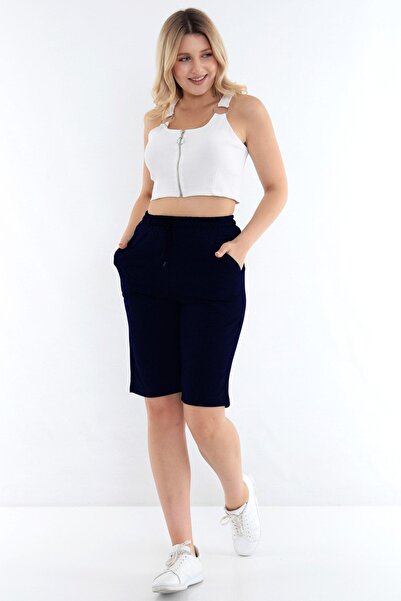 KonForYou Unisex Bol Kesim Lacivert Günlük Rahat Şort