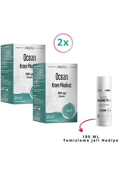 Ocean Chrome Picolinate 200 Mcg 90 Capsules - 2 Pcs Facial Cleansing Gel Gift 100 Ml