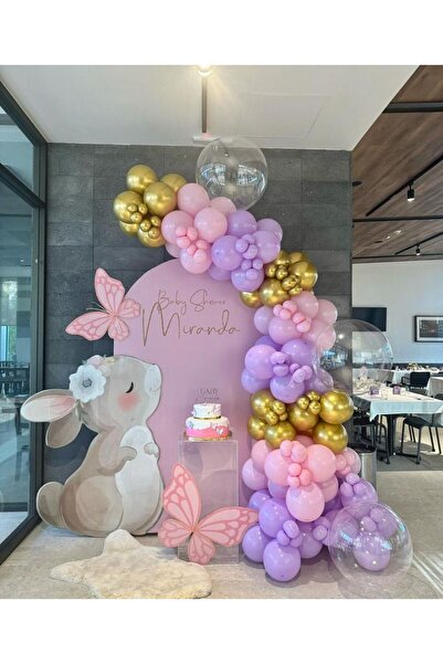 Çemrek Süs Parti مجموعة سلسلة بالونات من الكروم الذهبي الوردي أرجواني مكونة م...