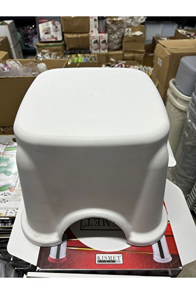 Funny Life Altı Lastikli Kaymaz Lüx Kare Strong Çok Amaçlı Beyaz Banyo Taburesi