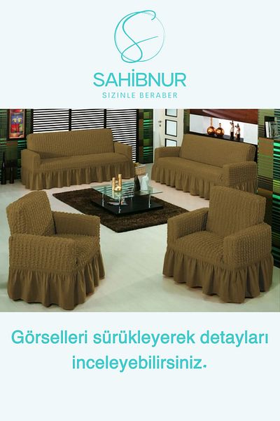 SAHİBNUR Комплект 3+3+1+1 за диван Бюрюмджък - Диван, Калъф за разтегателен диван, Калъф за диван, Еластичен и с поставка 3311