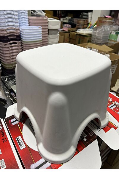 Funny Life Altı Lastikli Kaymaz Lüx Kare Strong Çok Amaçlı Beyaz Banyo Taburesi