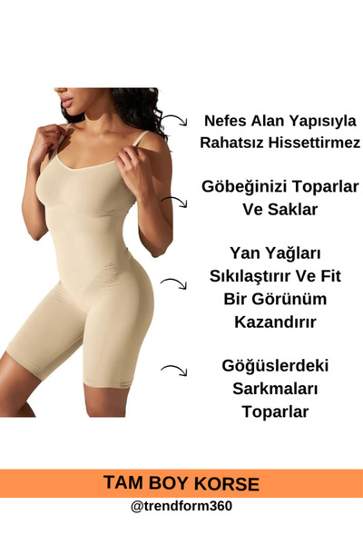 trendform360 Göğüs Göbek Bacak Ve Basen Tüm Vücut Boydan Toparlayıcı Ayar Ask...
