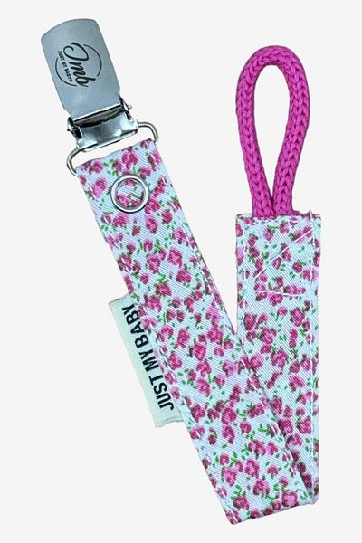 JMB Just My Baby Pacifier Straps - 3 Pieces - Pink Floral/Beige Floral/Pink Side Stripes - Washable - Cotton