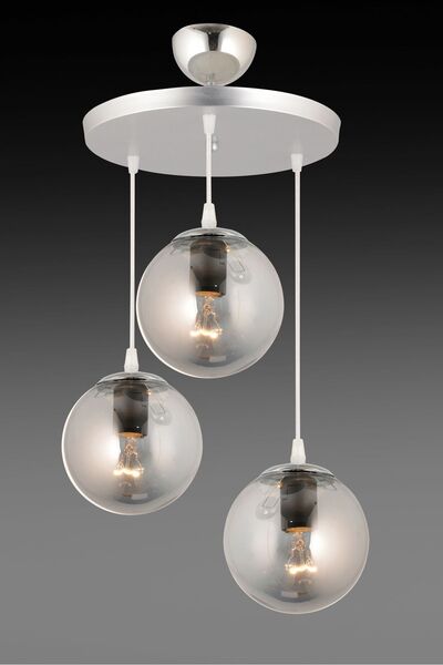 Genel Markalar Sarkıt Tepsi Krom 3'lü Füme Glop Camlı Lüks Avize