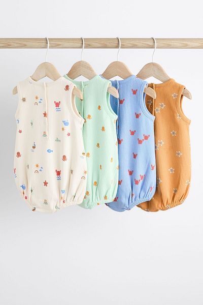 Next Baby Sea Life Patterned 100% Cotton Set of 4 Romper