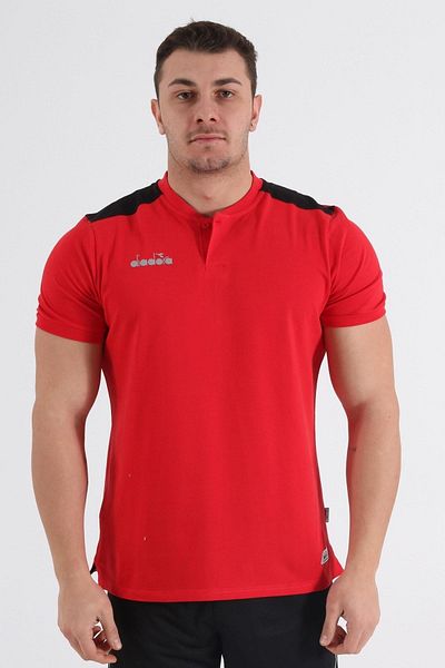Diadora Unisex Red Muline Baby Collar T-Shirt