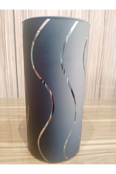 Candle Vase Model Waterway - Sticlă metalică transparentă neagră mată, vază c...