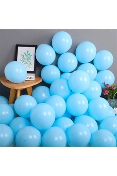 BalonEvi 12 Inch Standard Size Macaron Balloon 50 Pieces Blue