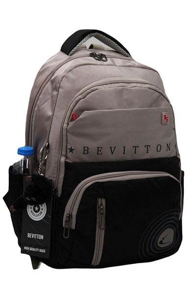Bevitton Unisex School Backpack - Water Resistant, Mink-Black, 34400