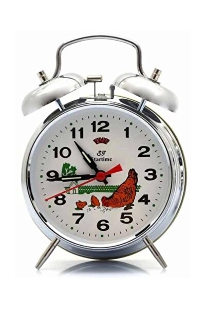 Zengin Hediyeler Tavuklu Guguklu Nostalji Kurmalı Çalar Saat Metal Masa Saati