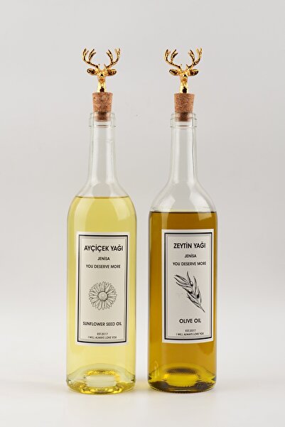 Jenisa زجاجة زيت من الزجاج الشفاف بقفل مانع للانسكاب من جولدن دير، قطعتين، وعاء زيت سعة 750 مل