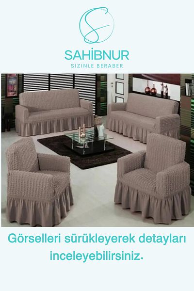 SAHİBNUR Canapea Wraparound pentru 3+3+1+1 set - canapea, husă pentru canapea extensibilă, husă pentru scaun, cu elastic și fuste 3311