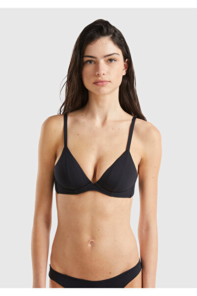 United Colors of Benetton Kadın Siyah Arkadan Bağlamalı Destekli Bikini Üstü
