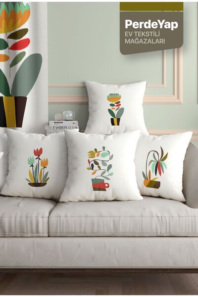PerdeYap1980 Husa de perna cu model de flori in ghiveci colorat din 4 piese -...