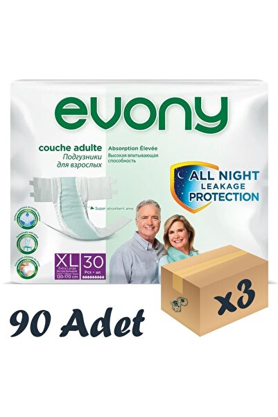 Evony Bel Bantlı Yetişkin Hasta Bezi Xlarge 30'lu 3 Paket 90 Adet