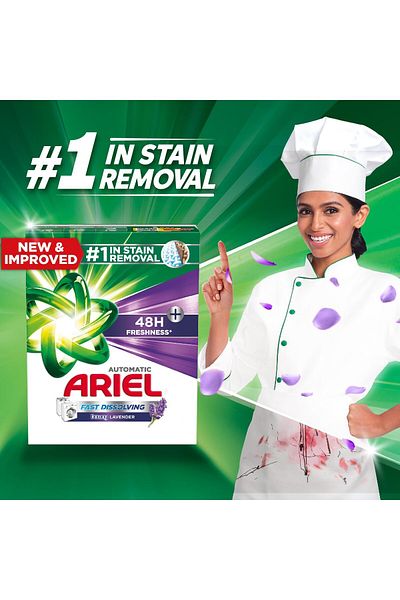 Ariel Fast Dissolving Laundry Detergent Powder with Lavender, 9 KG