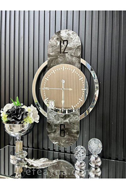 Efe Ayna KUPA -GÜMÜŞ AYNA  DUVAR SAATİ 55x100cm