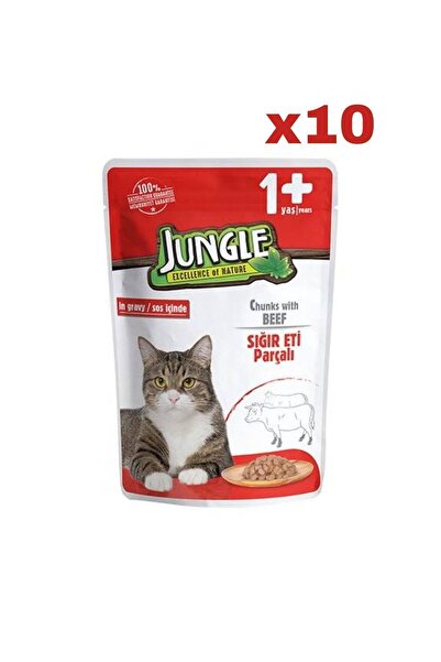 Jungle Sığır Etli Yetişkin Kedi Maması 10 Adet (1x100gr)