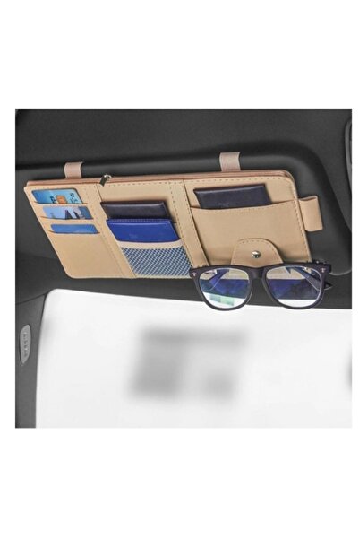 SS Oto Organizator de parasolar (organizator) din piele multifuncțional (crem)