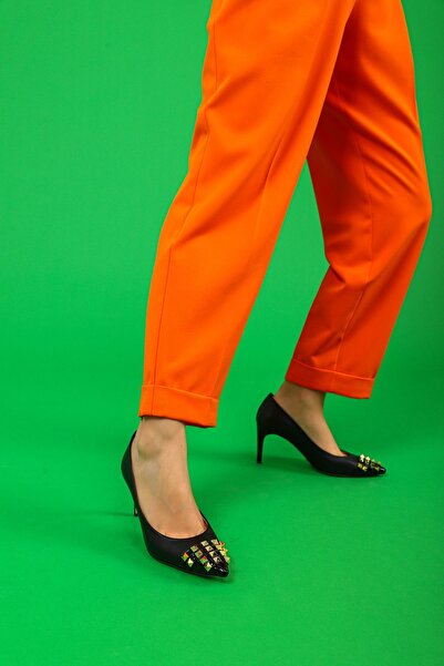 Nemesis Shoes Vidya Gerçek Deri Kadın Topuklu Ayakkabı Siyah