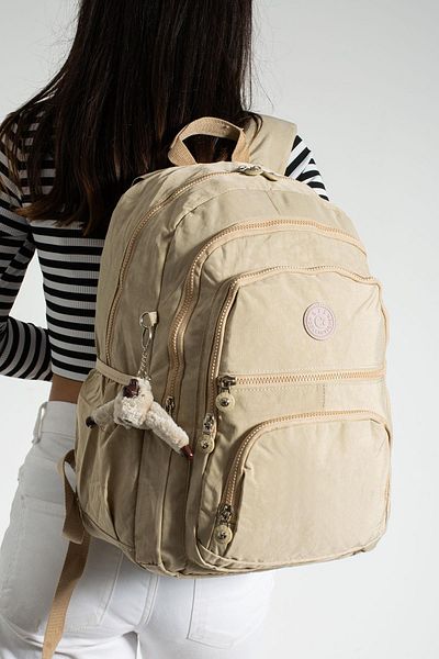 DUOMİNO Σακίδιο πλάτης Beige Clinker - Crinkle Water Resistant, Large Size, 15.6 High School Travel School Bag