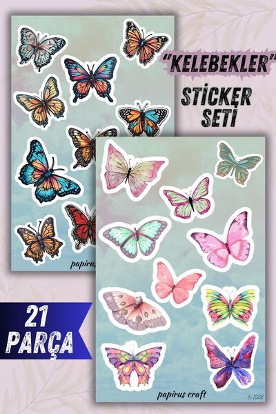 Craft 2 foi 21 bucăți set de autocolante cu fluturi - inferență de etichetă