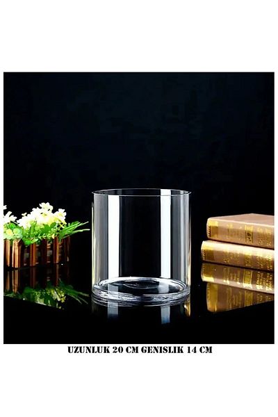 Paşabahçe 20 cm Decorative Cylinder Glass Vase - Perforated Hand Fabrication