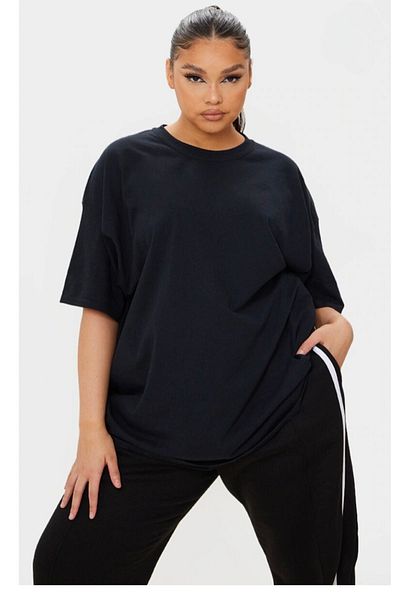 NO 601 Tricou oversize, negru, supradimensionat, cu croiala largă