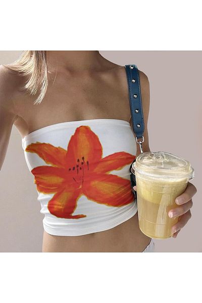 Bengi Clothing Γυναικείο μπαντό μπλουζάκι με λευκό σχέδιο