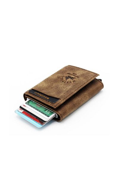 WEST POLO CÜZDAN Мъжки портфейл от естествена кожа West Polo кафяв Wsp55